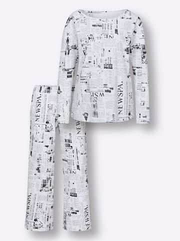 WITT WEIDEN Schlafanzug in weiß-schwarz-bedruckt