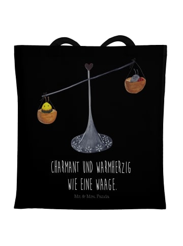 Mr. & Mrs. Panda Schultertasche Sternzeichen Waage mit Spruch in Schwarz