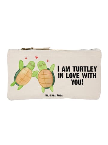 Mr. & Mrs. Panda Schminktasche Schildkröten Paar mit Spruch in Weiß