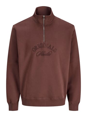 Jack & Jones Sweatshirt mit halbem Reißverschluss in Deep Mahogany