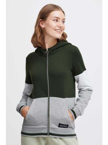 Oxmo Kapuzensweatjacke OXOmanna 21301098-ME casual Kapuzenjacke mit Color-Block in Grün