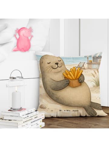 Mr. & Mrs. Panda Kuschel Kissen Robbe Pommes Design ohne Spruch in Weiß