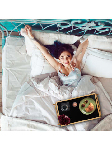 relaxdays Betttablett in Natur/ Schwarz - (B)61,5 x (H)23 x (T)31 cm