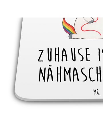 Mr. & Mrs. Panda Gläseruntersetzer Einhorn Näherin mit Spruch in Weiß