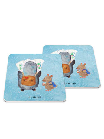 Mr. & Mrs. Panda Untersetzer für Gläser Pinguin & Maus Wanderer ... in Eisblau