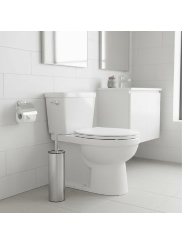 relaxdays WC-Bürste "Randreiniger" in Silber - (H)36,5 x (Ø)9 cm