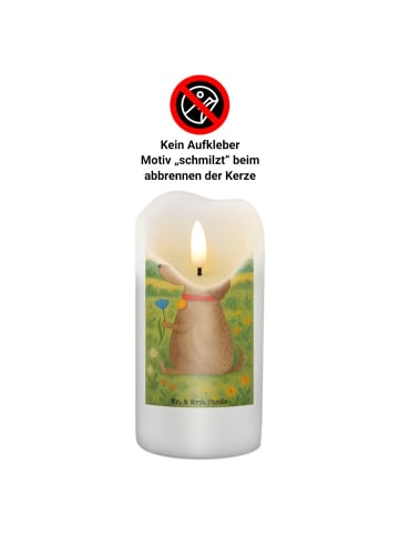 Mr. & Mrs. Panda Kerze Hund Blume Design ohne Spruch in Weiß