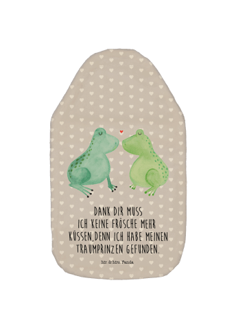 Mr. & Mrs. Panda Wärmflasche Frosch Liebe mit Spruch in Grau Pastell