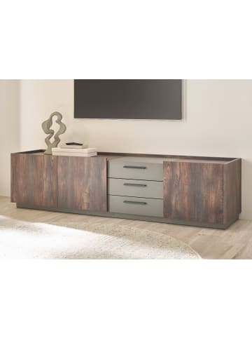Furn.Design TV-Lowboard Thermo Eiche, grau, XL TV Unterteil mit Soft-Close 200 cm