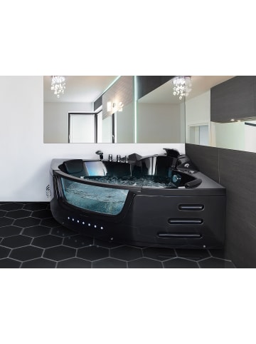 Beliani Eckbadewannen MARTINICA in Schwarz - (W) 155 x (H) 60 x (L) 214 cm