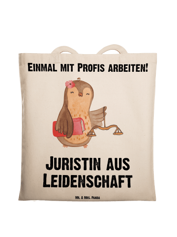 Mr. & Mrs. Panda Tragetasche Juristin Leidenschaft mit Spruch in Creme