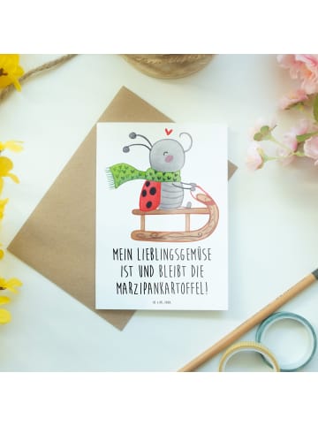 Mr. & Mrs. Panda Glückwunschkarte Smörle Rodeln mit Spruch in Weiß