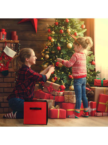relaxdays Weihnachtskugel-Aufbewahrungsbox in Rot/ Schwarz - (B)31 x (H)30,5 x (T)30,5 cm
