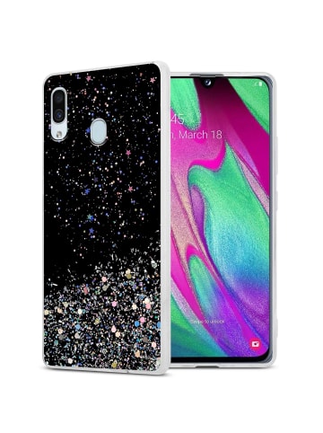 cadorabo Hülle für Samsung Galaxy A40 Glitter in Schwarz mit Glitter