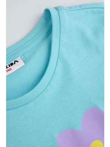 MOKIDA Baumwoll-T-Shirt mit kurzen Ärmeln in türkis