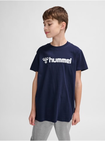 Hummel T-Shirt mit Logo Print aus Bio-Baumwolle in Blau