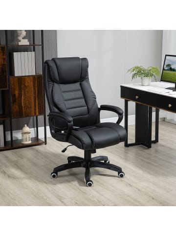 Vinsetto Bürostuhl mit Massagefunktion-74L x 64B x 112-120H cm-Schwarz