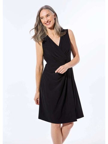GOLDNER Kurzgröße:  Cocktailkleid mit Raffungen in schwarz