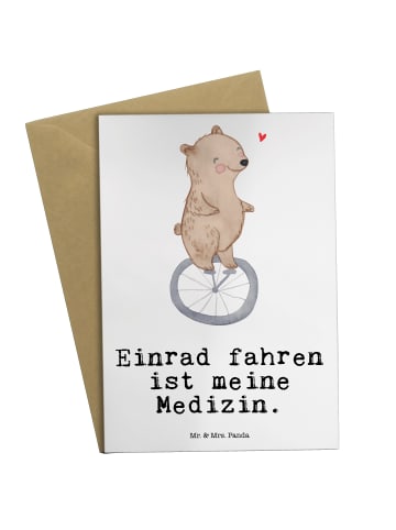 Mr. & Mrs. Panda Klappkarte Bär Einrad fahren mit Spruch in Weiß