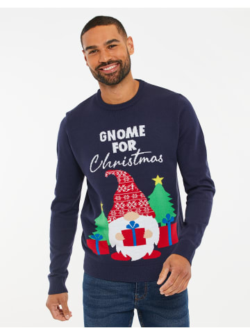 Threadbare Weihnachtspullover THB Mens Christmas Jumper Gnome in blau-schwarz