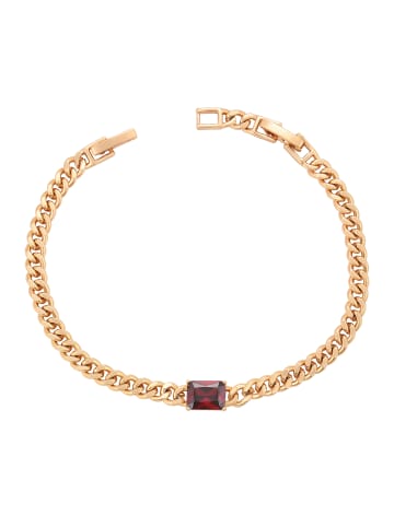 faina Women Crystal-Studded Chain Link Bracelet in Rose Gold Red