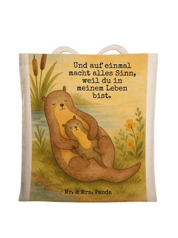 Mr. & Mrs. Panda Tragetasche Otter Kind Design mit Spruch in Weiß