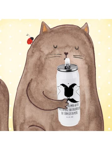 Mr. & Mrs. Panda Trinkflasche Igel händchenhaltend mit Spruch in Weiß