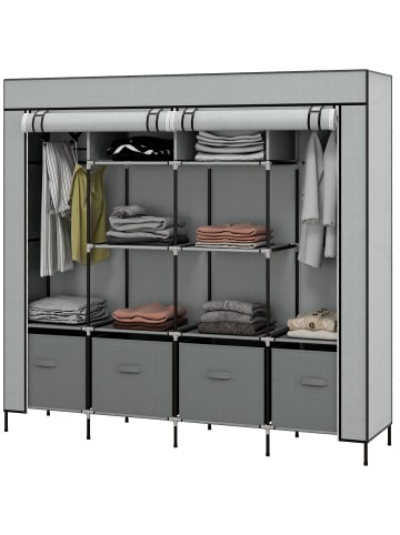 HOMCOM Stoffschrank in Dunkelgrau 166L x 42,5B x 169,5H cm