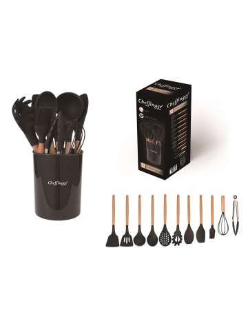 Cheffinger 12-tlg Küchenhelfer-Set mit Holzgriffen in Rot