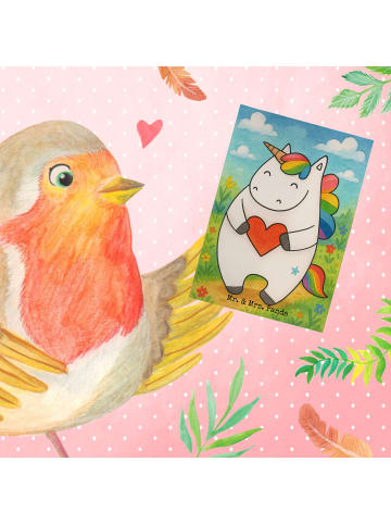 Mr. & Mrs. Panda Grußkarte Einhorn Herz Design ohne Spruch in Weiß