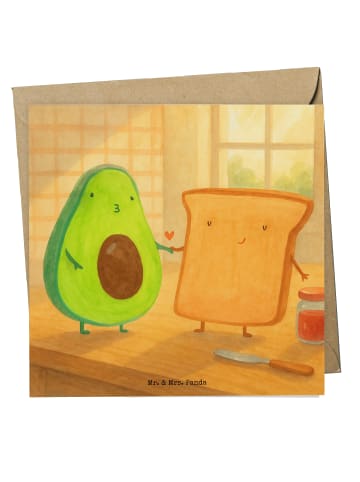 Mr. & Mrs. Panda Einladungskarte Avocado Toast Design ohne Spruch in Weiß