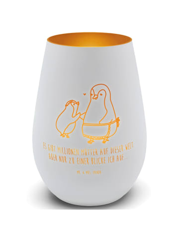Mr. & Mrs. Panda licht deko Pinguin mit Kind mit Spruch in Weiß