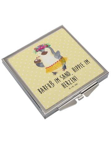 Mr. & Mrs. Panda Schminkspiegel Sommer Hippie mit Spruch in Gelb Pastell
