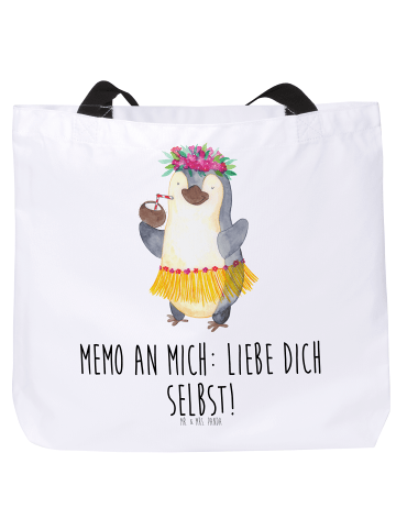 Mr. & Mrs. Panda Strandtasche Pinguin Kokosnuss mit Spruch in Weiß