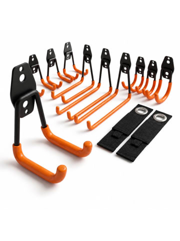 relaxdays 12tlg. Wandhaken Set in Schwarz/ Orange