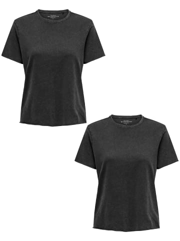 ONLY T-Shirt 2er-Set Kurzarm Rundhals Normal geschnitten in Schwarz-2