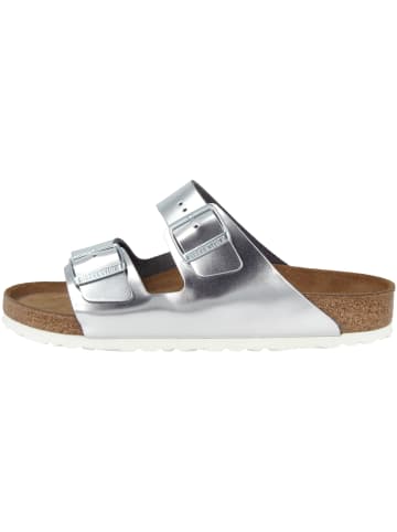 Birkenstock Sandale Arizona SFB Leder schmal in silber