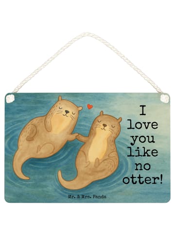 Mr. & Mrs. Panda Deko Schild Otter Hände halten Design mit Spruch in Weiß