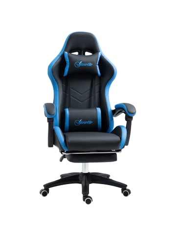 Vinsetto Gaming Stuhl-65L x 65B x 121-129H cm-Schwarz+Blau