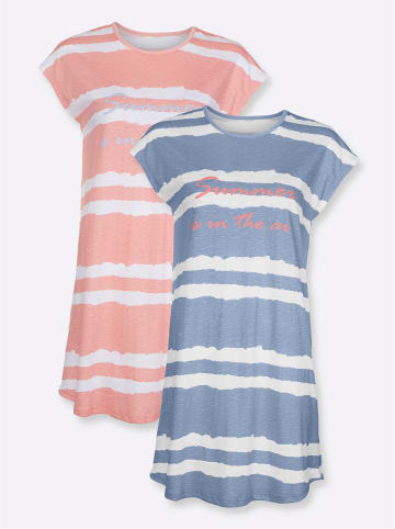 WITT WEIDEN Sleepshirts in bleu + apricot