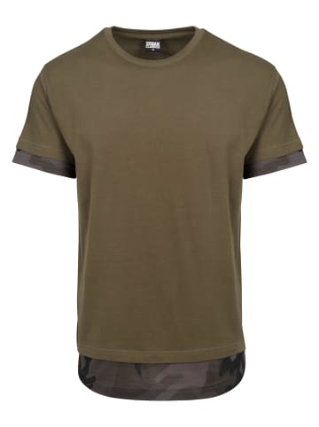 Urban Classics Lange T-Shirts in olive/dark camo