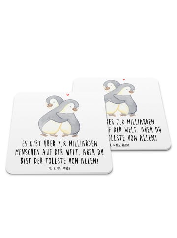 Mr. & Mrs. Panda Untersetzer Pinguine Kuscheln mit Spruch in Weiß
