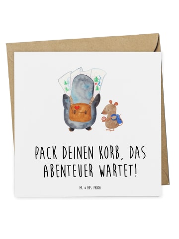 Mr. & Mrs. Panda Geschenkgutschein Picknick Abenteuer mit Spruch in Weiß