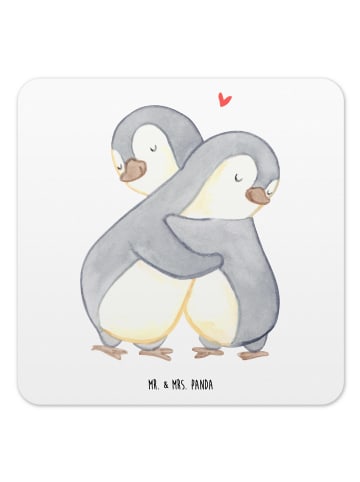 Mr. & Mrs. Panda Glasuntersetzer Pinguine Kuscheln ohne Spruch in Weiß
