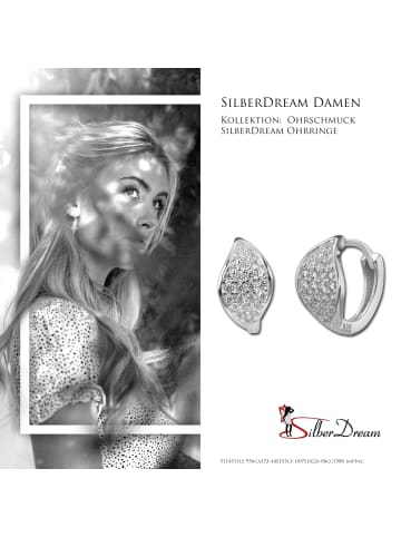 SilberDream 925er Sterling Silber, glanz Damen Creolen Blatt Ohrring ca. 14mm