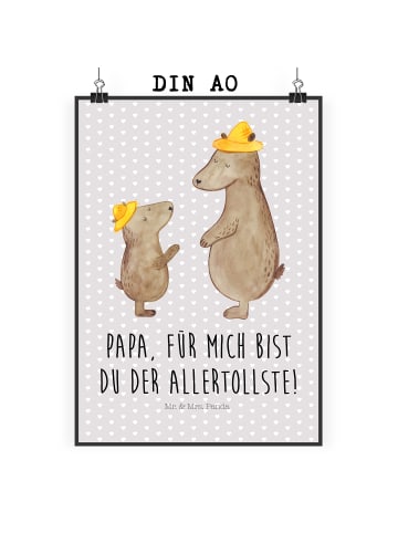 Mr. & Mrs. Panda Poster Bären mit Hut mit Spruch in Grau Pastell