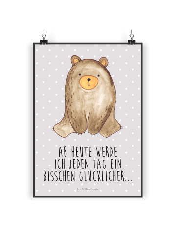 Mr. & Mrs. Panda wanddeko Bär sitzend mit Spruch in Grau Pastell