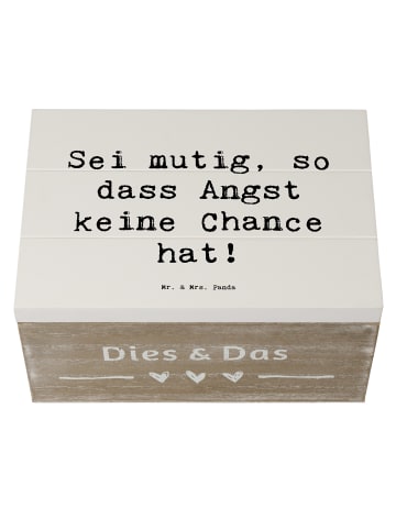 Mr. & Mrs. Panda Holzkiste Spruch Angst überwinden mit Spruch in Weiß