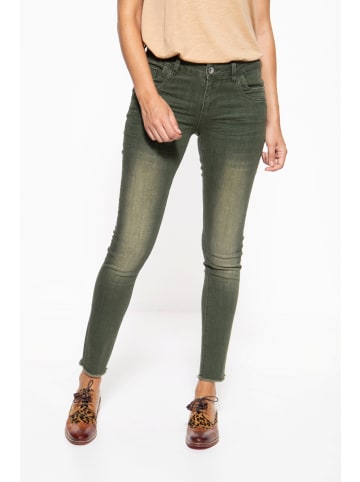 ATT Jeans ATT Jeans ATT JEANS Damen 5-Pocket Jeans mit Waschungen und offenen Saumkanten Leoni in olivgrün