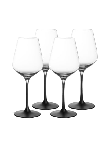 Villeroy & Boch 4er Set Weißweingläser Manufacture Rock 380 ml schwarz-transparent in schwarz-transparent